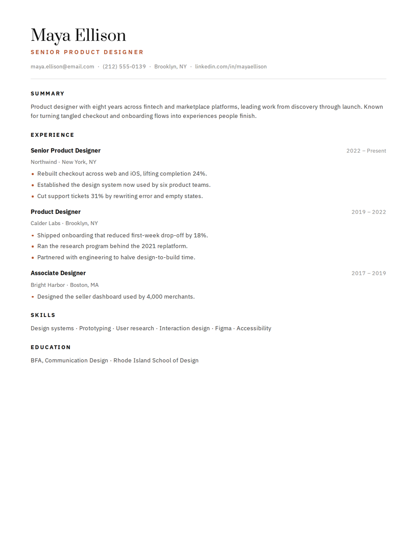 Example of an optimized resume